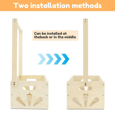 Wood Storage Crate Baby Toys Clothing Organizer Box Children Portable Basket Long Handle Sturdy