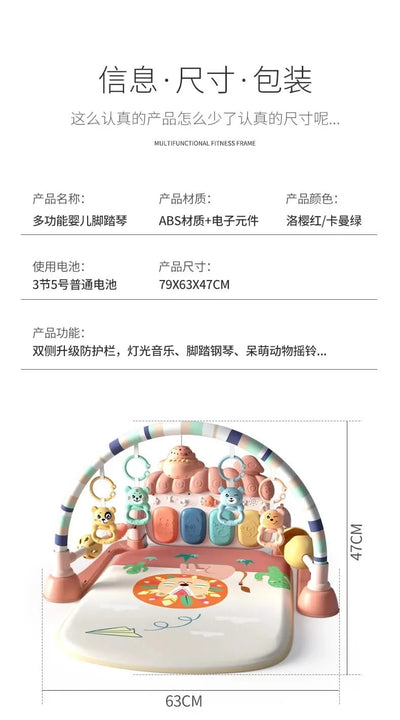 Baby Toys Musical Play Mats Piano Gym Newborn Toys Tummy Time Mat Baby Teether & Padded For Toddlers Early Learning Education