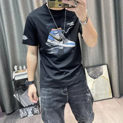 T Shirt for Men Black Man Tee Shirts Slim Fit Streetwear Drawings Top Anime Clothing Wholesale Summer Kpop Vintage Cheap Xl S