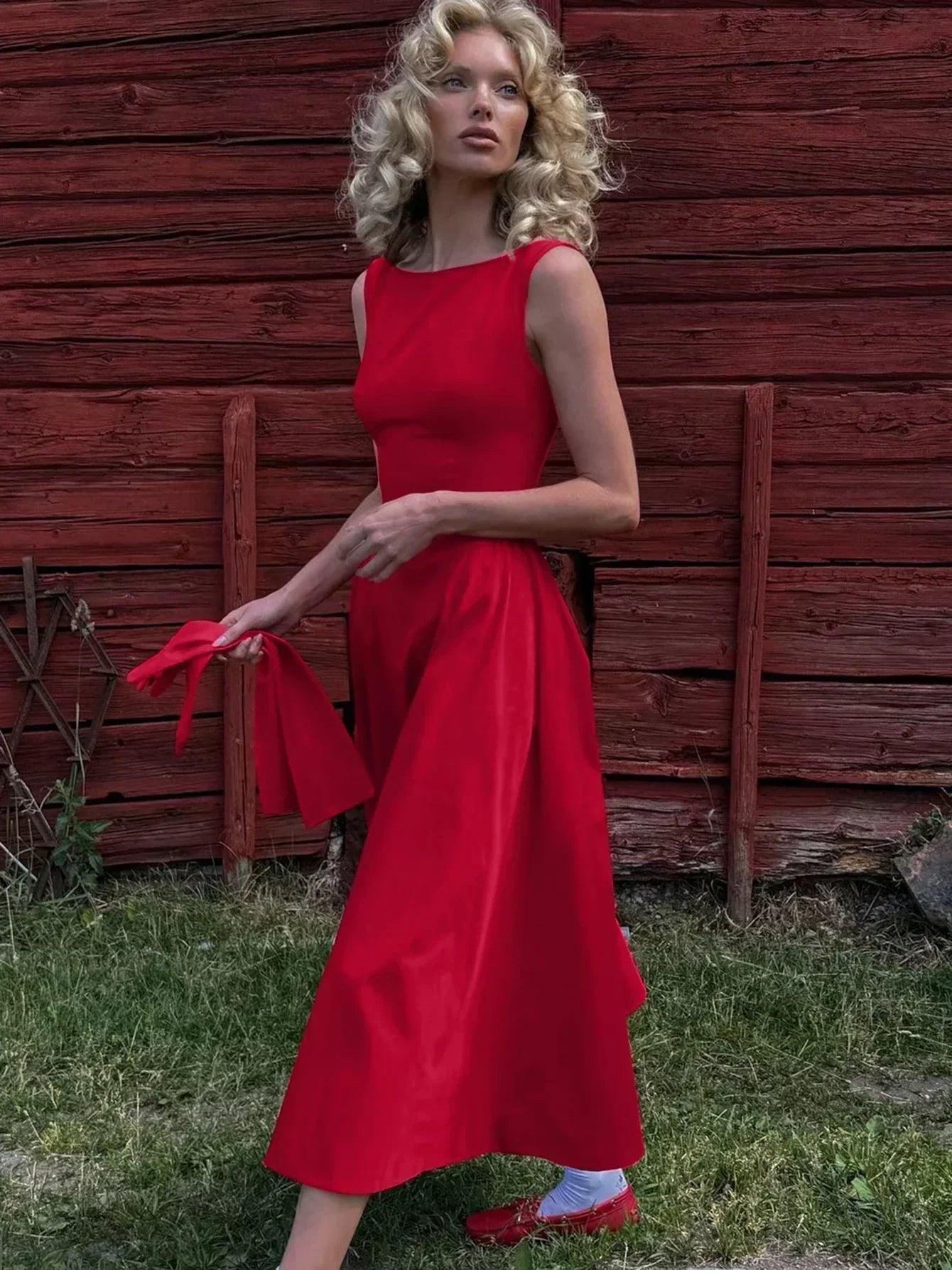 Dulzura sexy elegant midi dress backless solid ruched women luxury dresses lady evening party birthday club summer y2k
