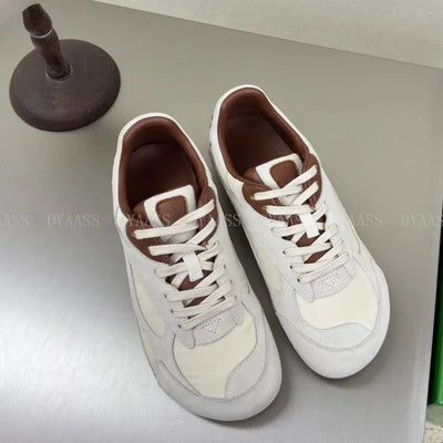 2025 Designer Women Sneakers Casual Shoes Women Men Lace Up Round Toe Flats Non Slip Comfort Concise  Mixed Color Walking Shoes