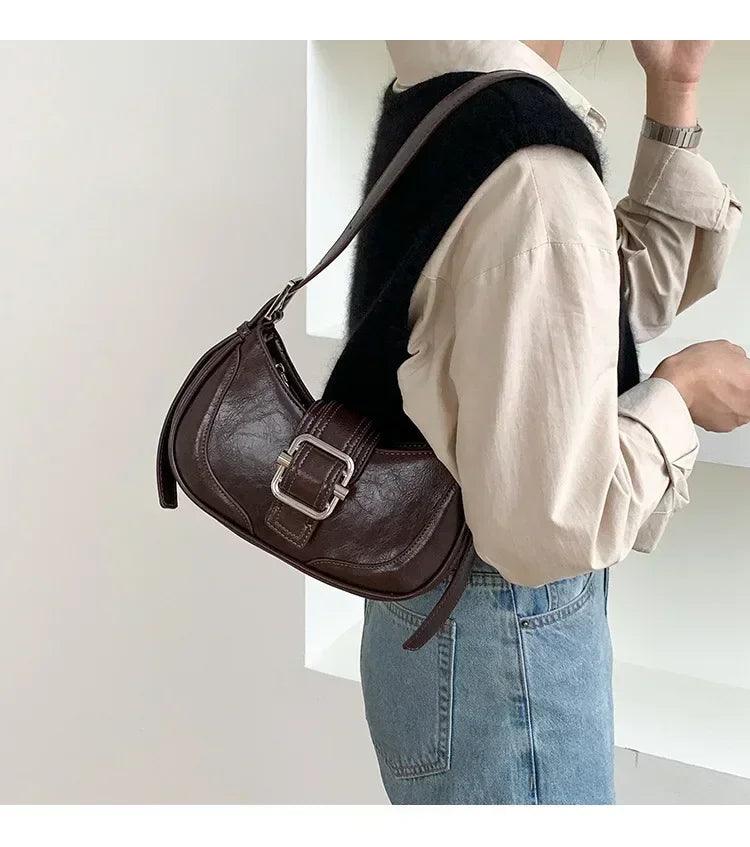 Fashion handbags for women half-moon leather hasp lady shoulder crossbody bag luxury designer ladies underarm bags hobo
