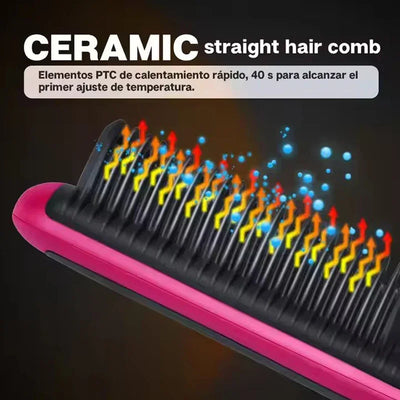 Hair & Beard Straightener Ionic Ceramic Hot Comb Electric Straighten Curling Hair Brush Negative Ion Anti-scalding Styling Tool