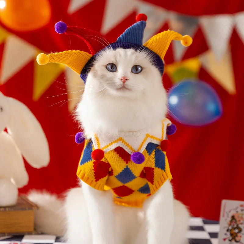 Cute Pet Dog Sweater Winter Dog Warm Clothes Palid Puppy Coat Chihuahua Bichon Yorkie Clothing Sweaters and Hat Set Dog Costume