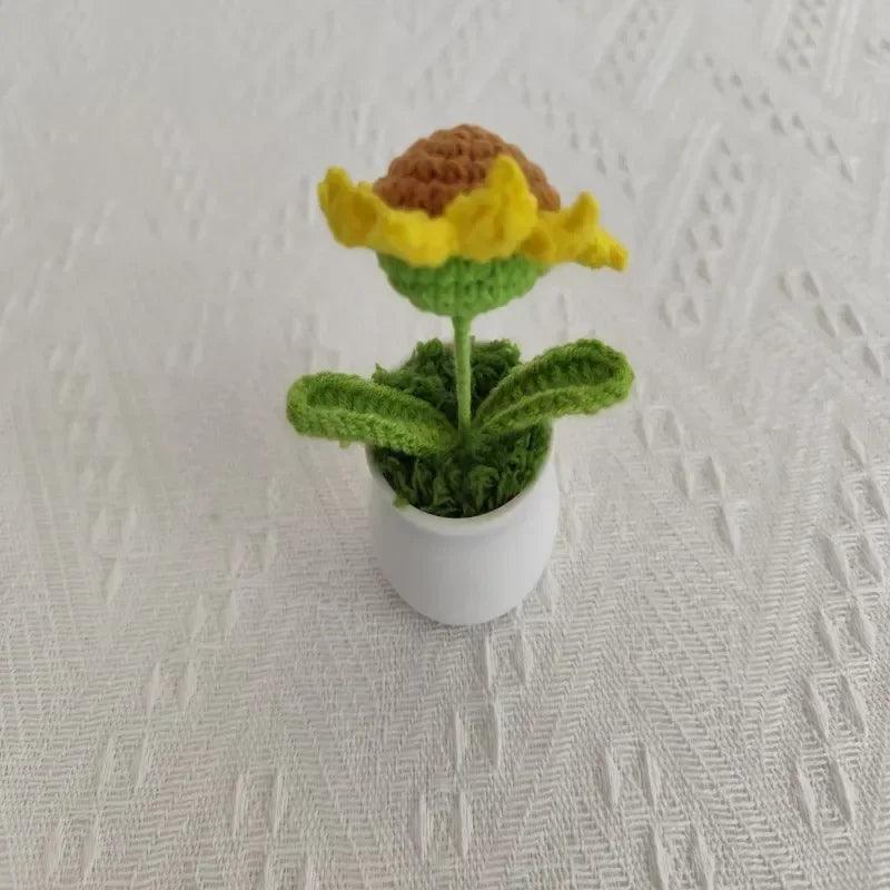 Handmade yarn hooks flowers sunflowers potted plants home decor wedding decorations holiday gifts