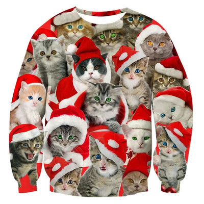 Ugly Christmas Sweater For Men Women Funny Novelty Xmas Sweatshirt 3d Printed Cartoon Animal Long Sleeve Pullover Hoodies Tops