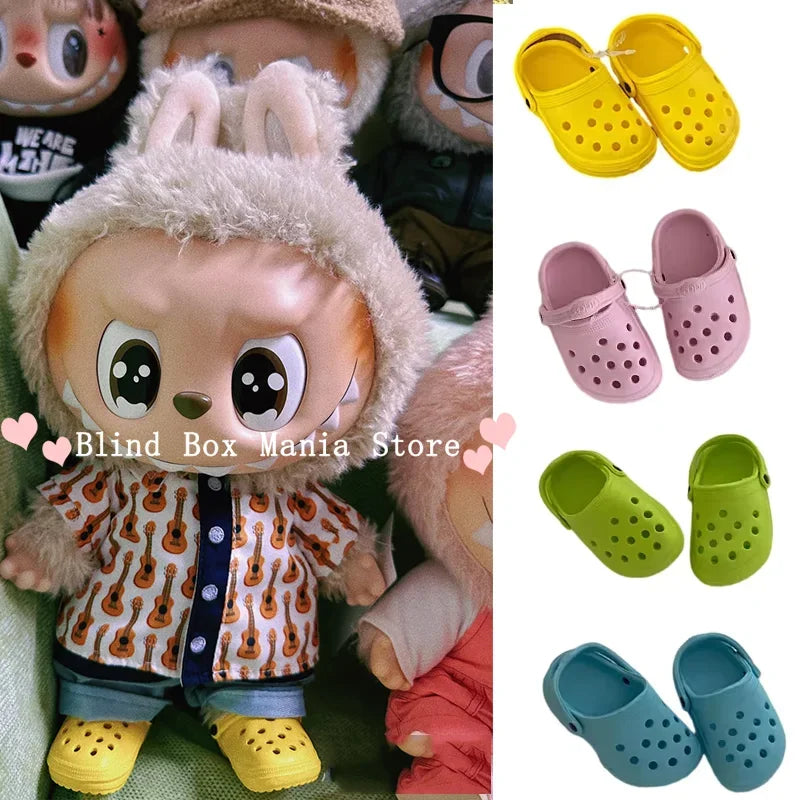 New 38cm Labubu Cute Hole Shoes Fashionable Canvas Shoes Labubu Clothes Summer Macaron Series Sandals 1/3 Bjd Shoes