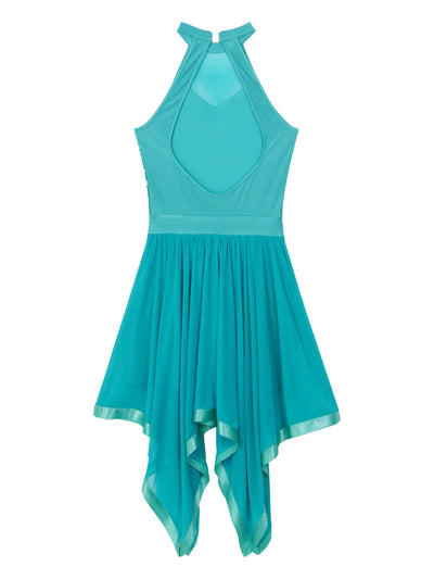 Elegant Ballet Leotards Dance Dress For Women Shiny Sequins Asymmetrical Hem Mesh Lyrical Dresses Prom Performance Costume