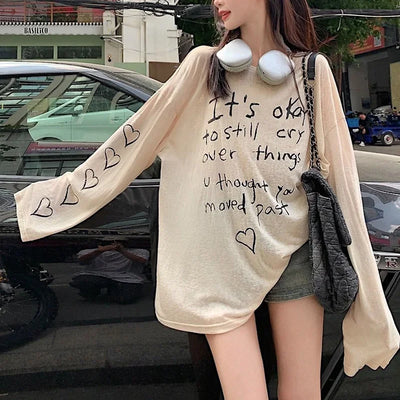 Women T-shirts Retro Letter Printed