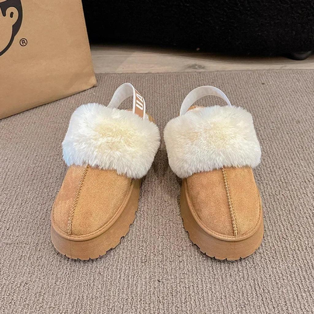 2024 new winter snow boots for women - fur lined with thick fleece and warm cotton
