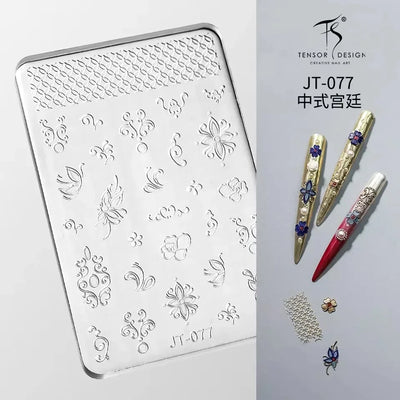 Geometric Bowknot Grid Lace Flora Edge Nail Art Silicone Carving Mold Mould Star Daisy Flower Charms Bow Tie Snowflake Template