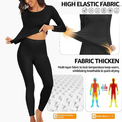 Thermal Underwear for Women Long Johns Base Layer Cold Weather Top Bottom Women's Underwear Set