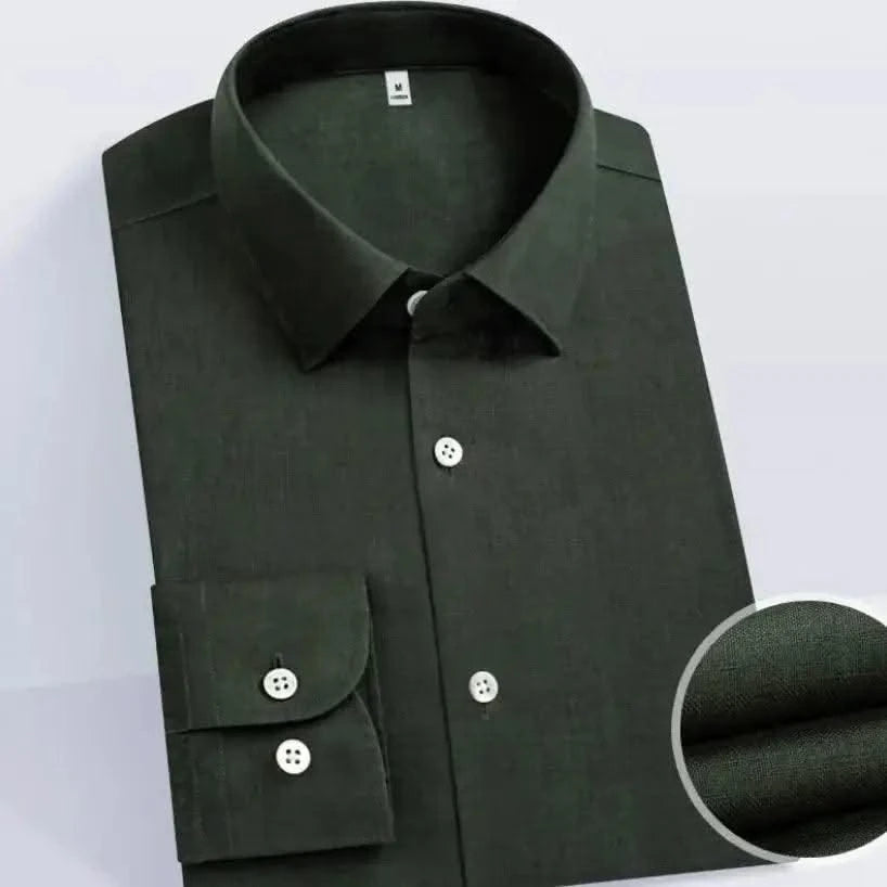 Luxury Linen Shirts For Men Latest Fashion Design Linen Imported From France Slim Fit Shirt Breathable Dress Shirts For Man