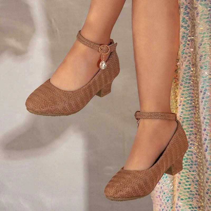 Non-slip Children's Leather Shoes with Heels | Catwalk | Versatile Girls Fashion |  Kids | Princess, Wedding, Party Shoes