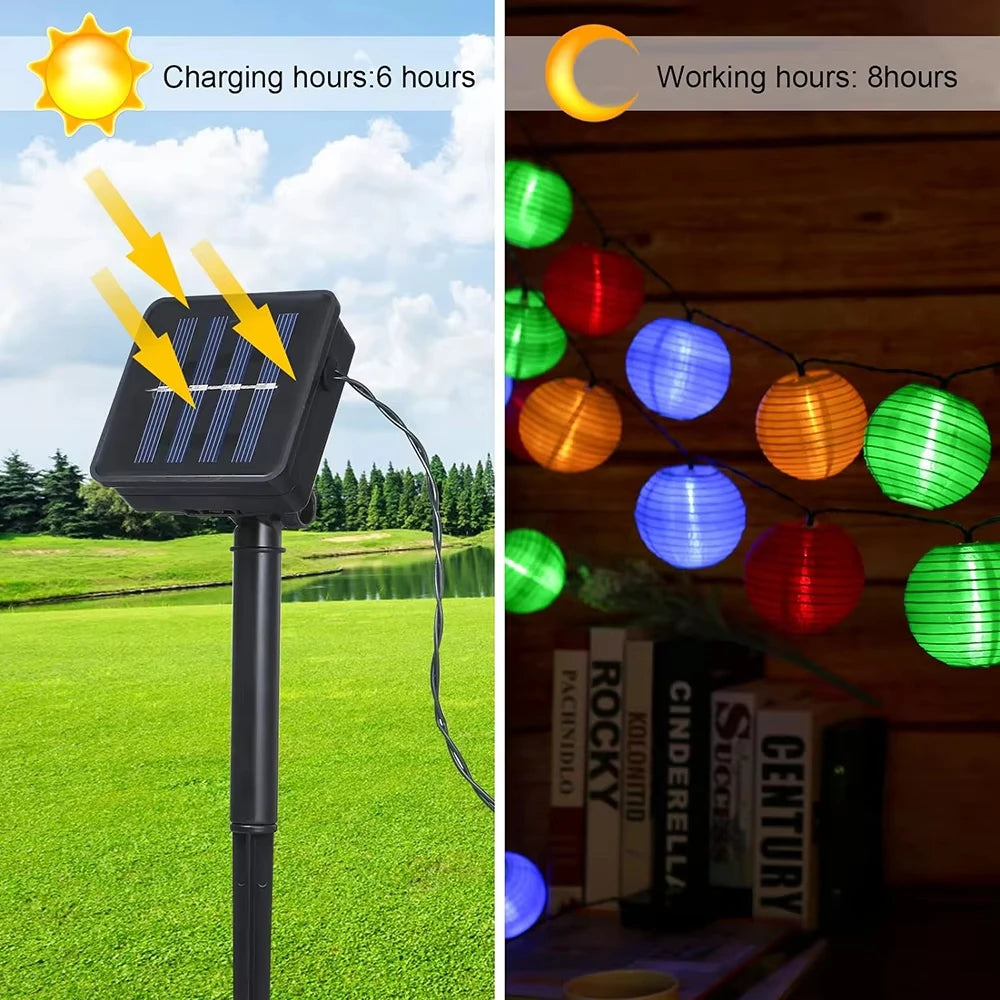 White/Colorful Lantern String Light Led Hanging Lantern Light for Indoor Bedroom Party Outdoor Patio Backyard Solar Garden Lamp