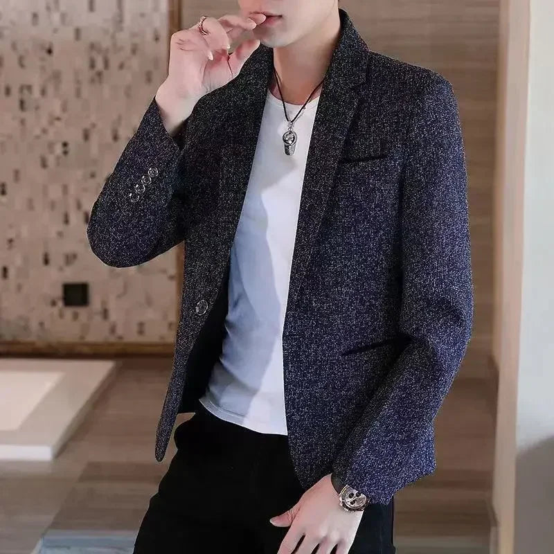 Plaid Male Blazer Brown Men's Suit Jackets Single Breasted Coat Fashion 2024 Fashionable High Quality Classic Luxury Designer