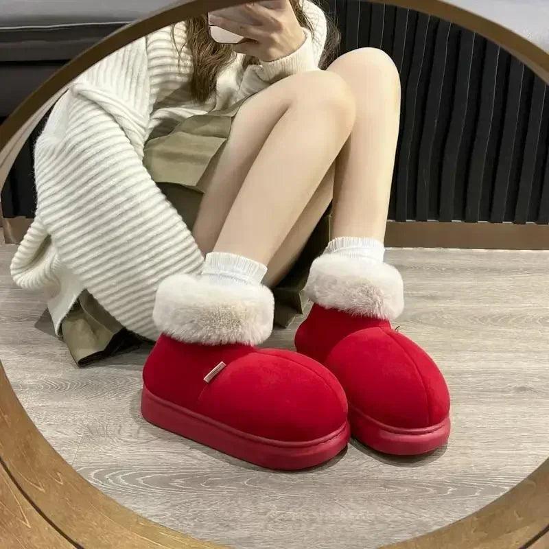Kidmi classic fur boots for women winter outdoor fashion ankle long padded new indoor warm shoes