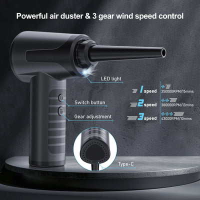 Compressed Air Duster Electric Rechargeable Cordless Air Blower Compressed Air For Cleaning Computer Keyboard Camera Car Home
