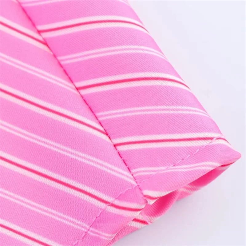 Women's Pink Striped Silk Satin