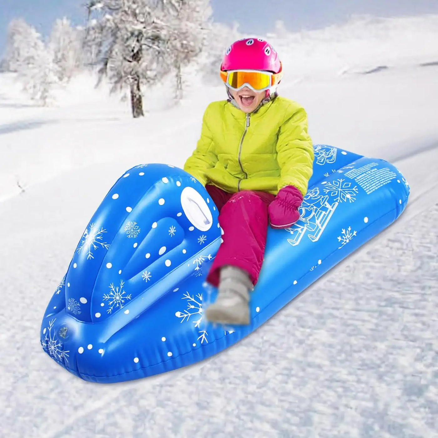 Inflatable Snow Tube with Handles Portable Snow Tube Sled Sledding Skating Ski Accessories for Winter Fun Skating Outdoor Game