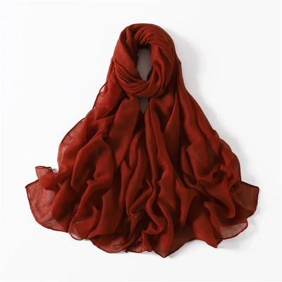 New Cotton Linen Scarf For Women Girls Students Autumn Classic Solid Color Scarves Retro Soft Foulard Viscose Female Wrap Shawls