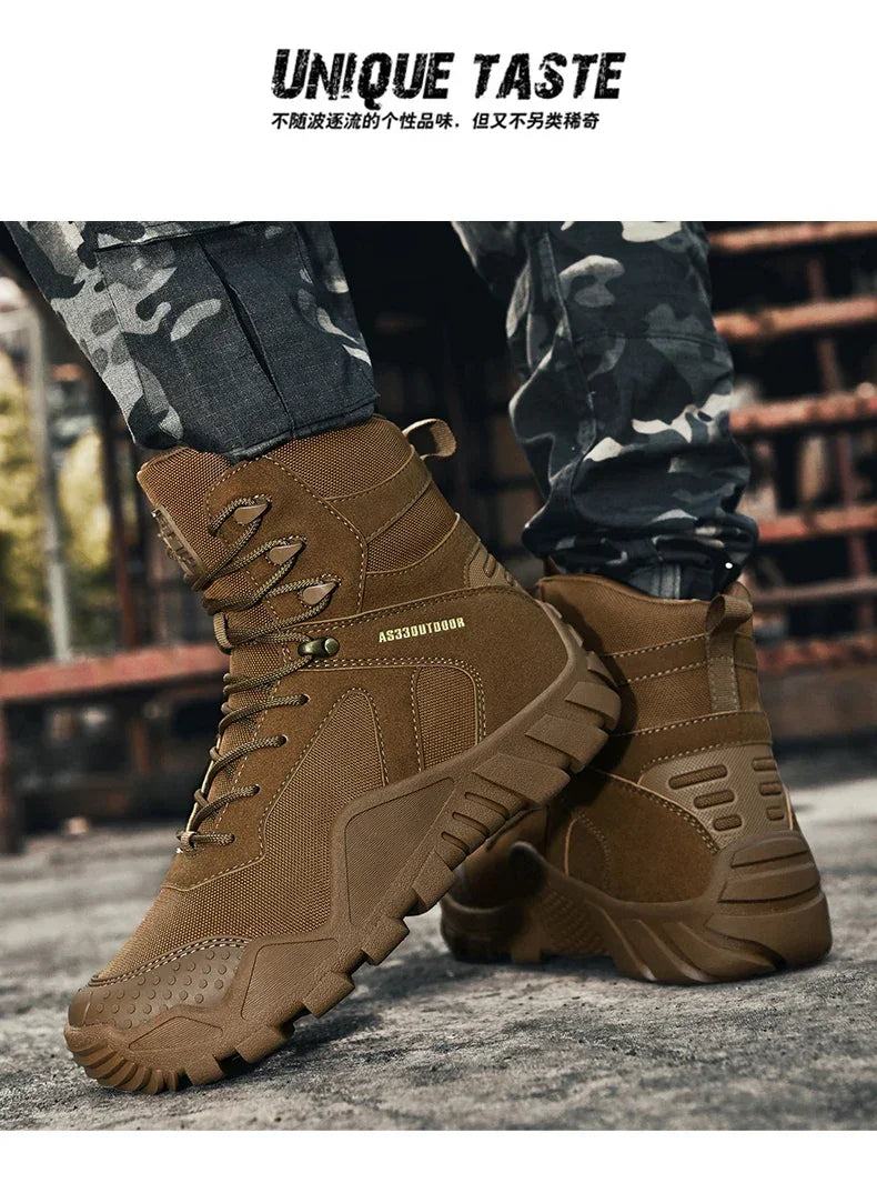 New Men Tactical Boots Lace Up Waterproof Climbing Hiking Shoes Motorcycle Training Army High Quality Hunting Unisex Desert Boot