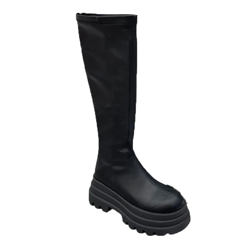 Knee High Women's Long Boots Flats Platform Fashion Shoes Designer Dress Winter Woman Boots 2025 Chelsea Botas De Mujer Zapatos