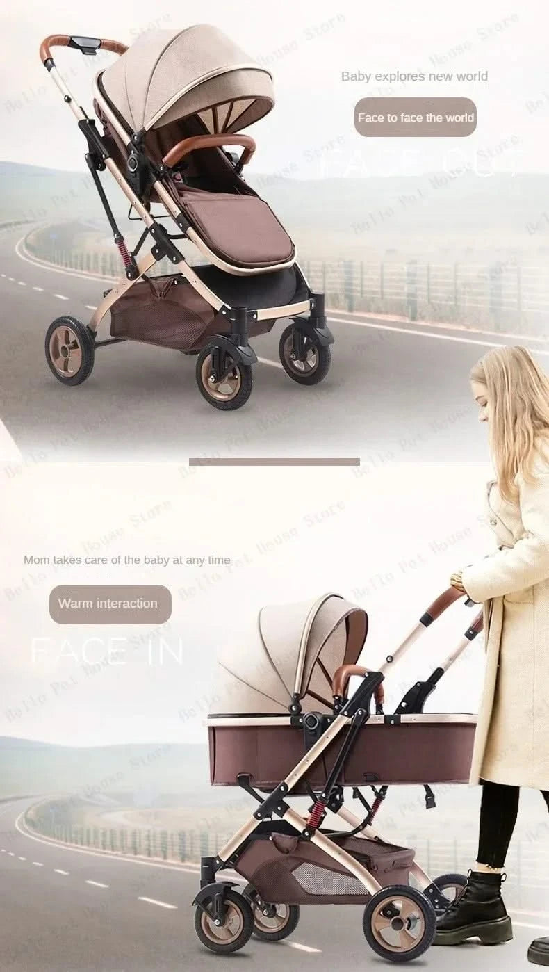 3-in-1 Twin Baby Stroller with Car Seat,portable Foldable Baby Stroller High View Newborn Baby Stroller Can Sit and Lie