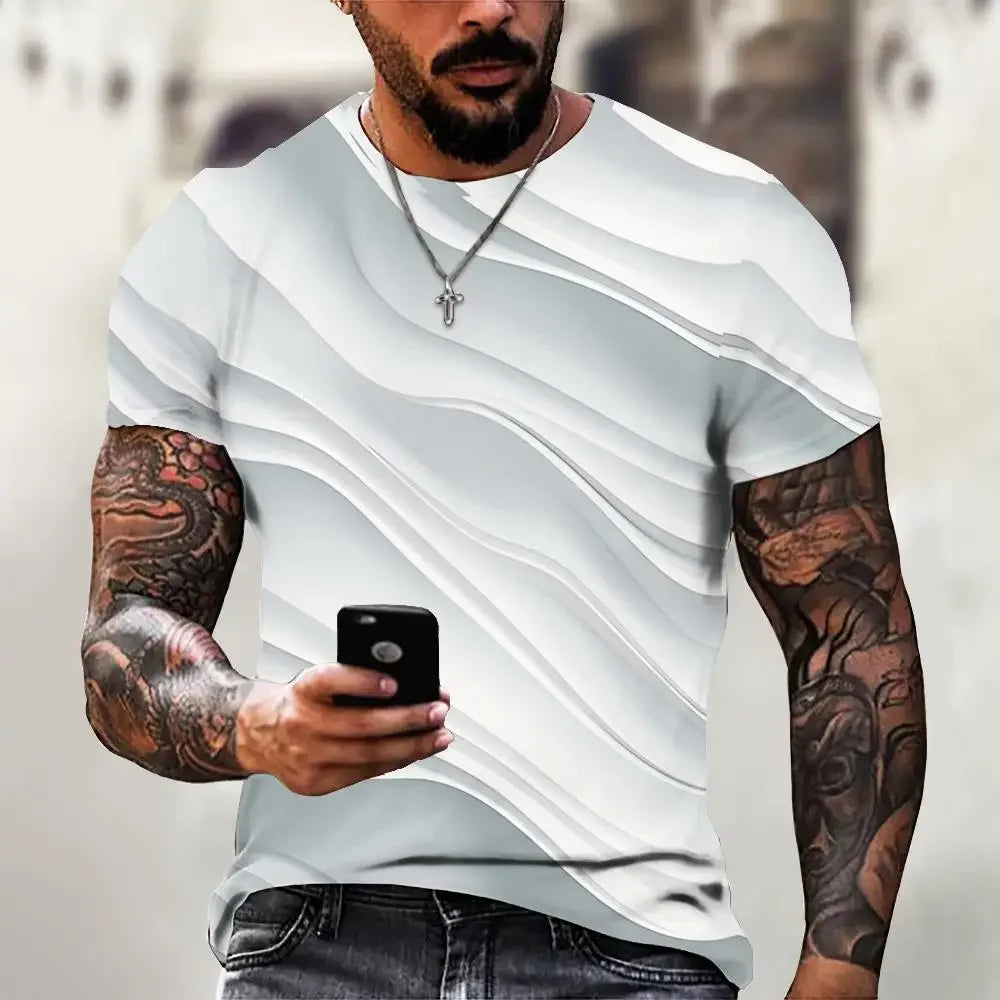 Fashion T-Shirts For Men 3d Irregular Pattern Men's Clothing Street Designer Short Sleeved Oversized Top Tees Casual Sportswear