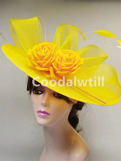 Royal Ascot Big Flower Fascinators Hat Women Wedding Pillbox Cap Ladies Derby Feather Fascinator Headdpiece Ladies Party Chapeau
