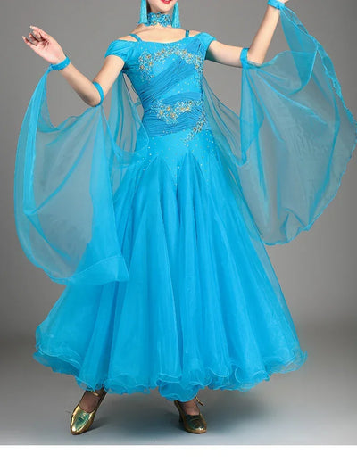 2025 Newest Woman Ballroom Dance Competition Dress Dance Ballroom Waltz Standard Dance Dress Women Ballroom Dress 009