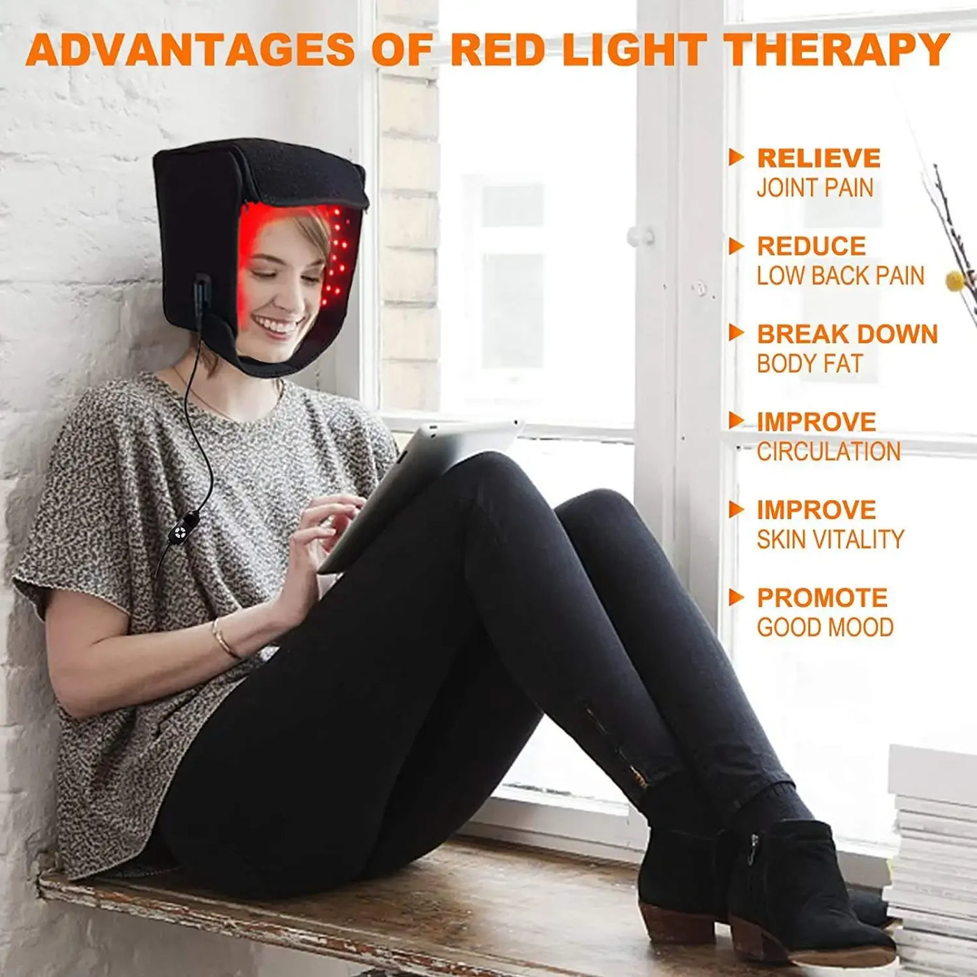 Red Light Therapy Hat with Controller 660&850 nm Red& Infrared Light For Prevent hair Loss Hair Regrowth Cap，Neck&Back, pad Wrap