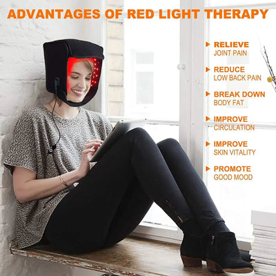 Red Light Therapy Hat with Controller 660&850 nm Red& Infrared Light For Prevent hair Loss Hair Regrowth Cap，Neck&Back, pad Wrap
