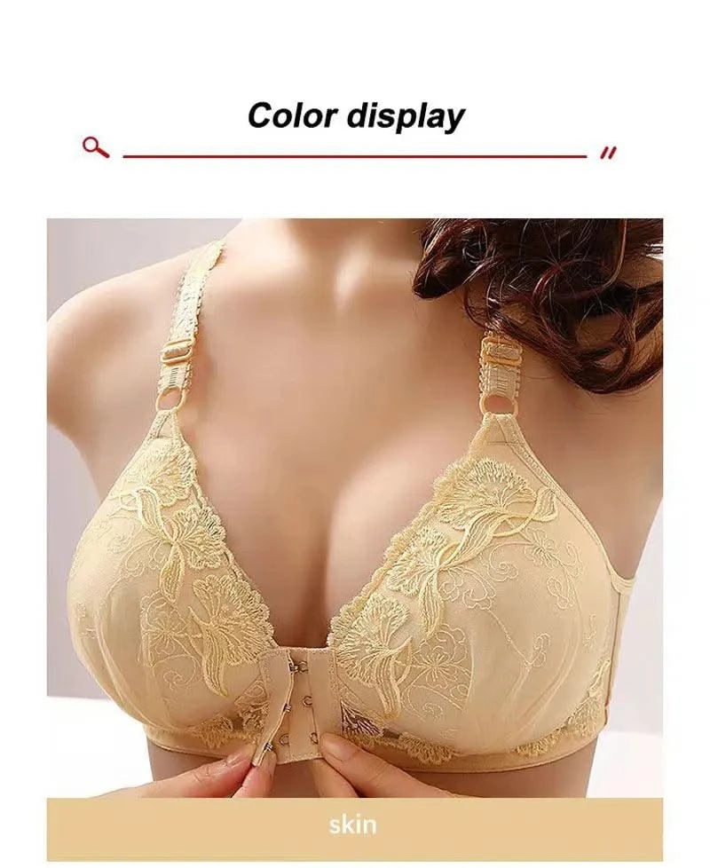 Lace Embroidery Bra Women Front Closure