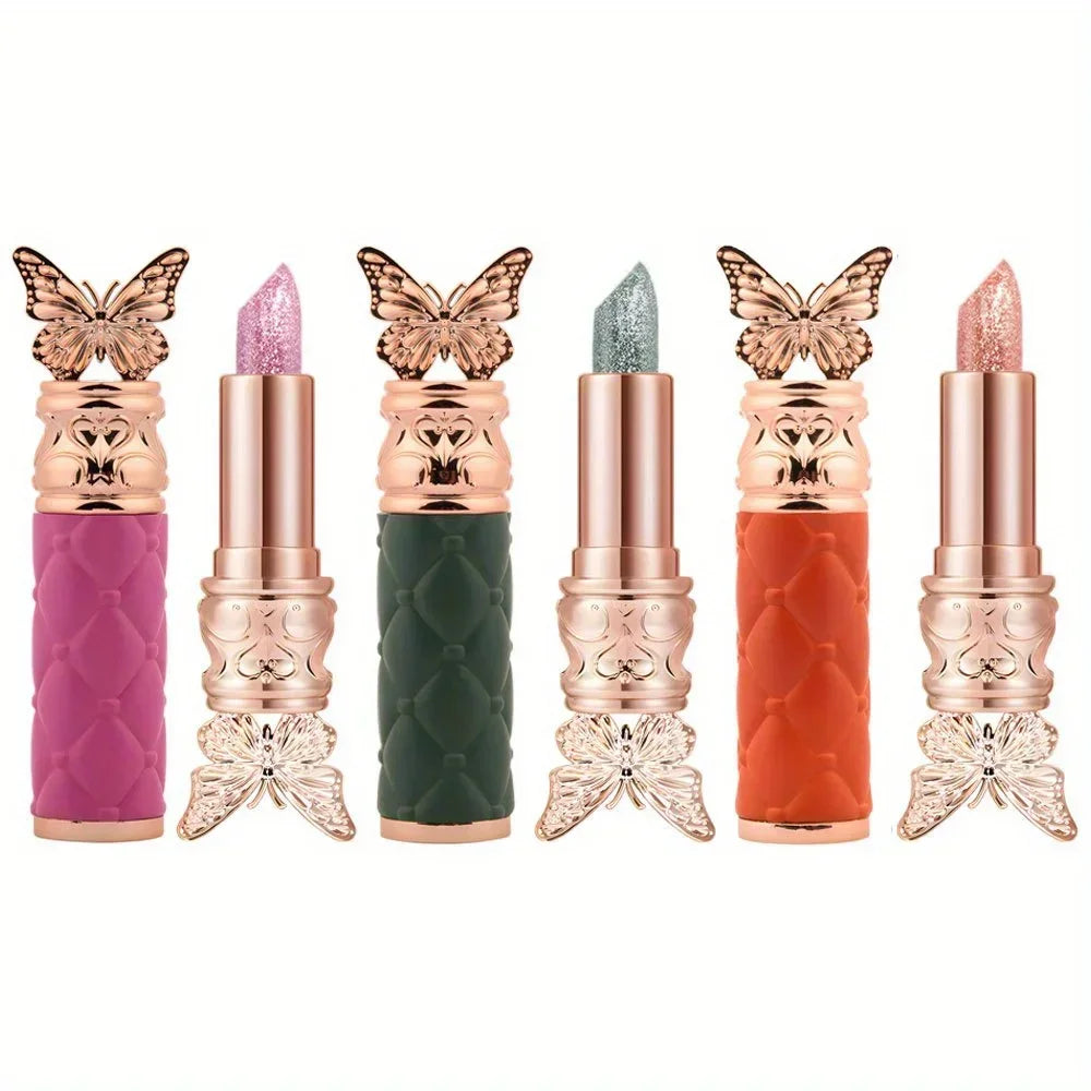 Hua Fei Butterfly Dance Pearlescent Color Changing Lipstick Moisturizing Moisturizing Not easy to take off makeup Lip gloss