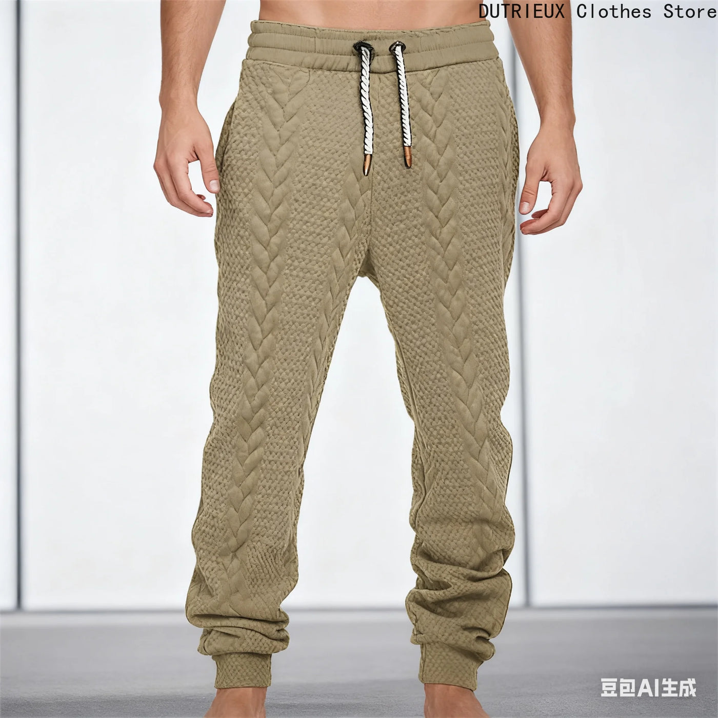 Men's Jacquard Trousers for Autumn & Winter, Soft Comfortable Casual Sportswear Pants Fashionable Street Business Attire for Men