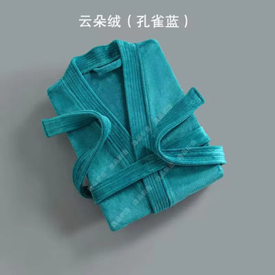Women Towel Bathrobe 100%Cotton Long Thick Absorbent Terry Bath Robe Kimono Men LightWeight Waffle Solid Dressing Gown Sleepwear