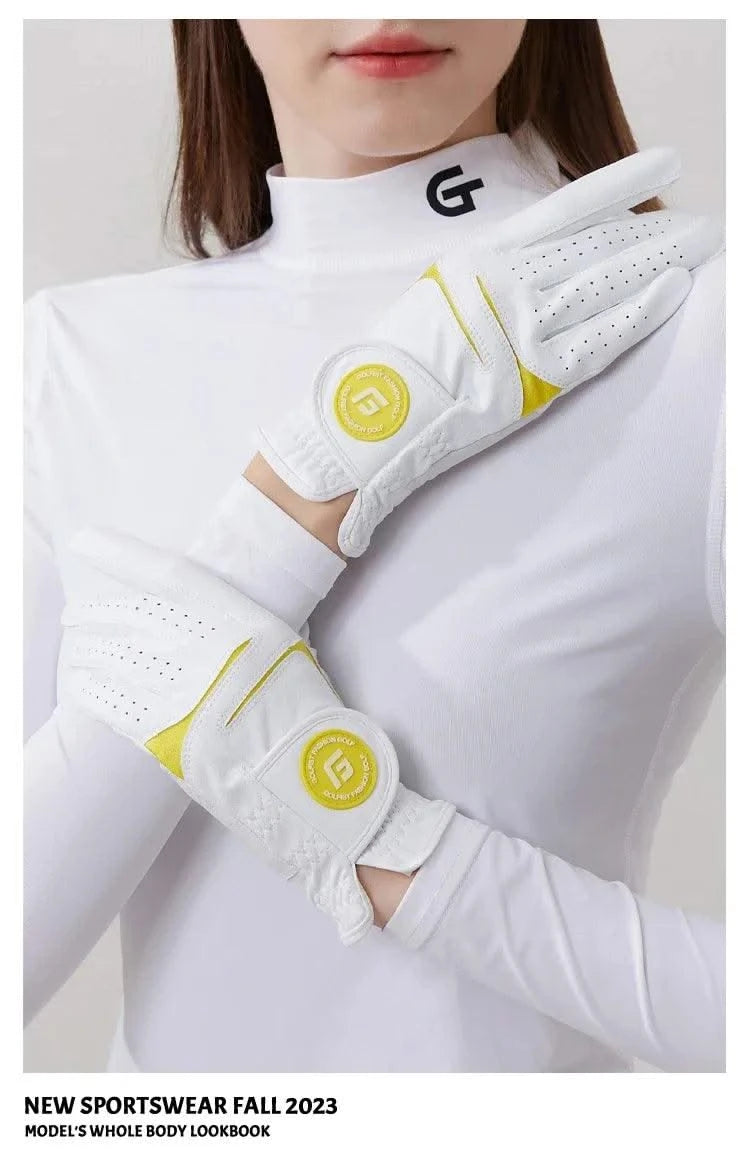 Golfist 1 Pair Golf Gloves For Women Left Hand Right Hand Gloves Ladies Breathable Soft Leather Mittens Anti Slip Sports Aids