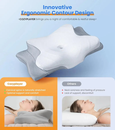 Ergonomic Contour Memory Foam Pillows Ultra Pain Relief Cooling Pillow for Neck Support Adjustable Cervical Pillow Cozy Sleeping