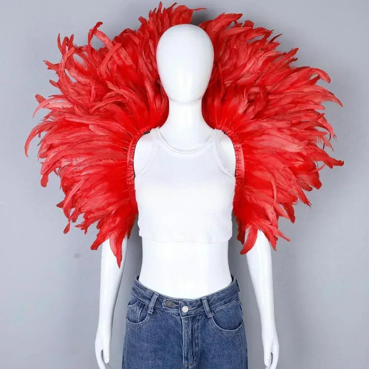 Designer feather scarf (punk halloween carnival masked ball party)accessory