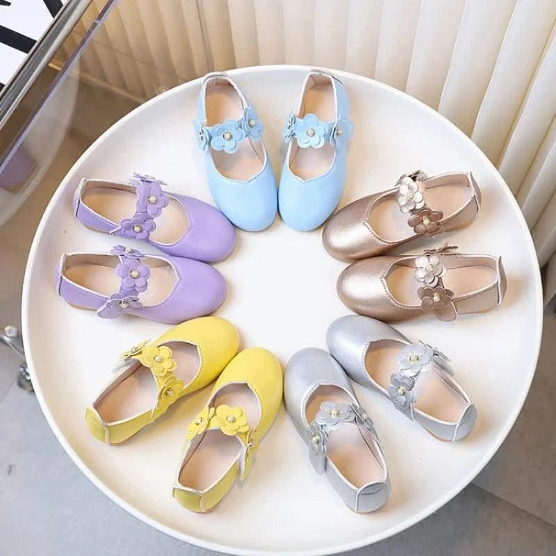 Spring Autumn Little Girls Ballet Shoes Sweet Chic Kids Fashion Princess Leather Shoes Causal Versatile Children's Flats Soft