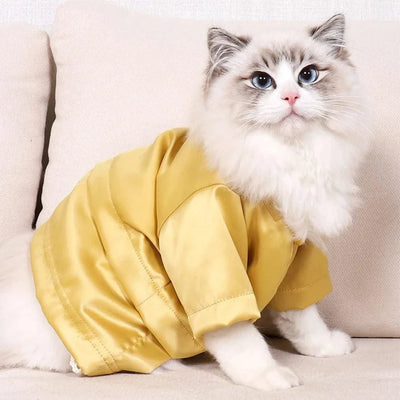 Fashionable Pet Clothes Summer Shirt Cat Wear Silk Dazzle Breathable Thin Non-Stick Fur Traditional Chinese Garments Cat Dresses