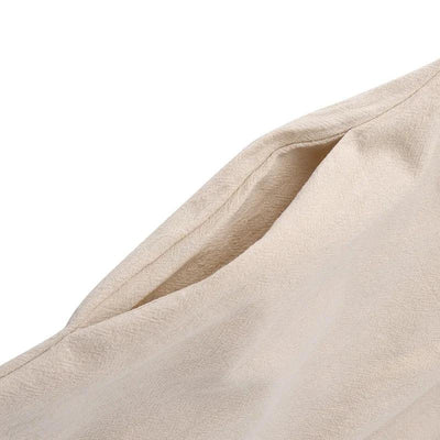 Vintage Cotton Linen Long Sleeve Dress Women Casual Autumn Maxi Robe V Neck Tiered Loose Vestido