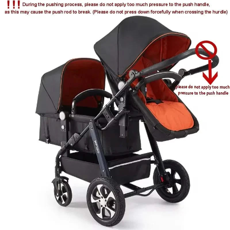 New Twins Baby Stroller Foldable Double Baby Stroller for Two Children Shock-absorbing Twin Baby Stroller Four Wheel Cart