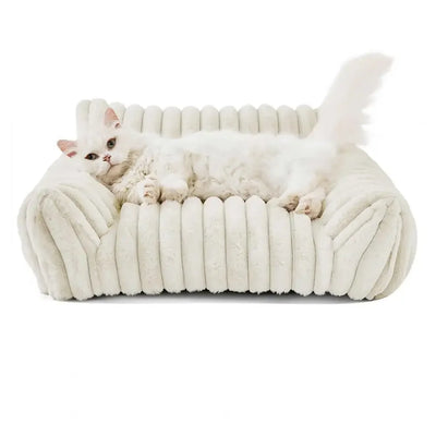 Warm Pet Sofa Luxurious Pet Bed with Memory Foam Washable Cover Non-slip Bottom for Dogs Cats Sofa for Comfortable Sleeping