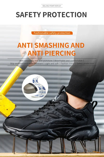 Work Safety Shoes For Men Lightweight Protective Work Sneakers Lightweight Men Shoes Breathable Shoes Anti-Puncture Work Shoe