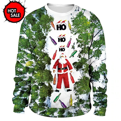 Fake Suit Ugly Christmas Sweater Santa Cosplay Sweatshirt For Women Mens Funny Xmas Ugly Sweaters Kids Party Suit Pullovers Tops