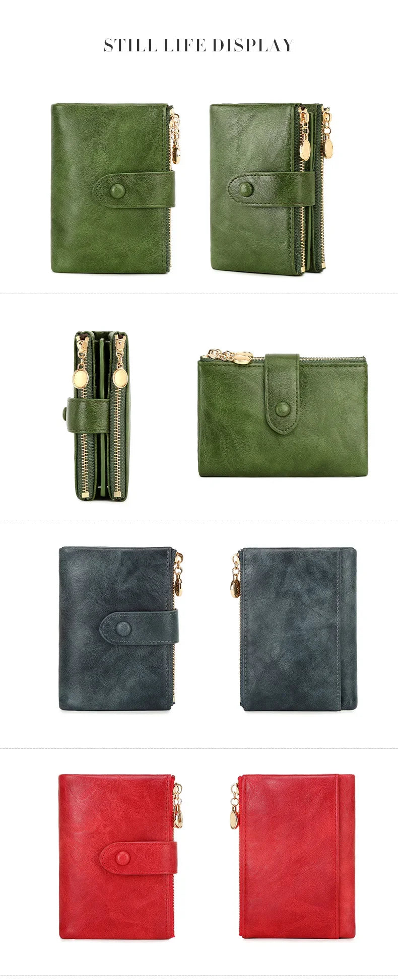 Minimalist Women's Wallet Short Three Layer Large Capacity Double Zipper Card Holder ID Card Credit Bank Card Holder Money Bag