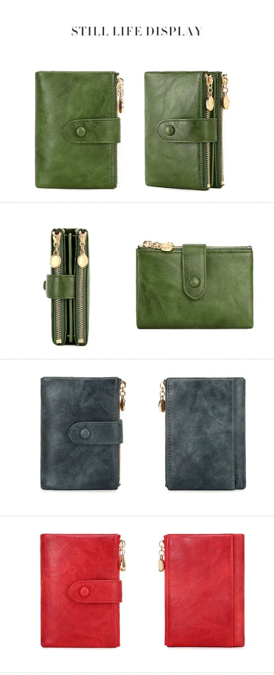 Minimalist Women's Wallet Short Three Layer Large Capacity Double Zipper Card Holder ID Card Credit Bank Card Holder Money Bag