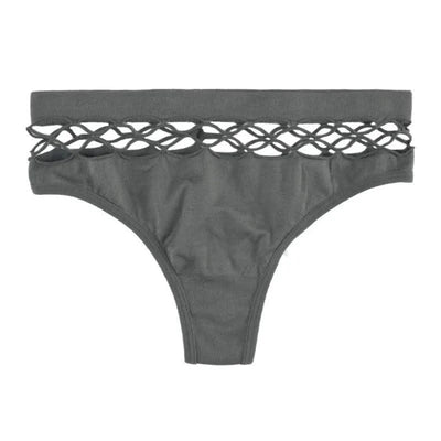 Sexy Women's Thong Panties Mid Waist Hollow G-Strings Lingerie Breathable Nylon Underwear Ladies Thongs Underpants